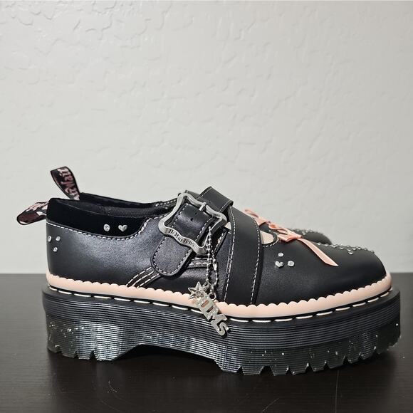 Dr. Martens Doc Martens Kemsley Mary Jane Platform Shoe Black Powder Pink Sz 11 - Picture 3 of 8